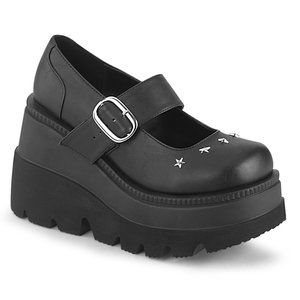 Demonia Shaker 23 Black Platform Mary Janes